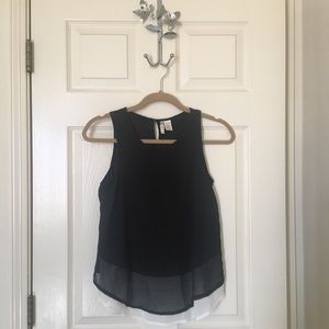 Black and White Layered Sleeveless Blouse